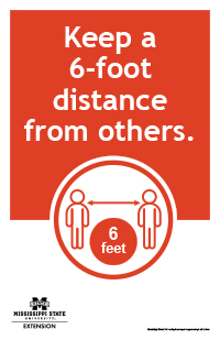 Poster with text "Keep a 6-foot distance from others."