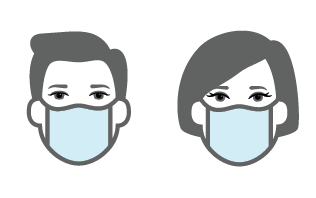 Illustration of a man and woman wearing masks.