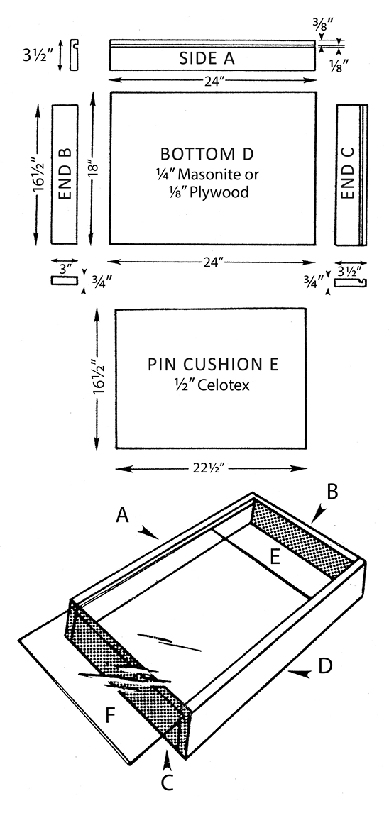 See table for specific measurements, quantities, and materials.