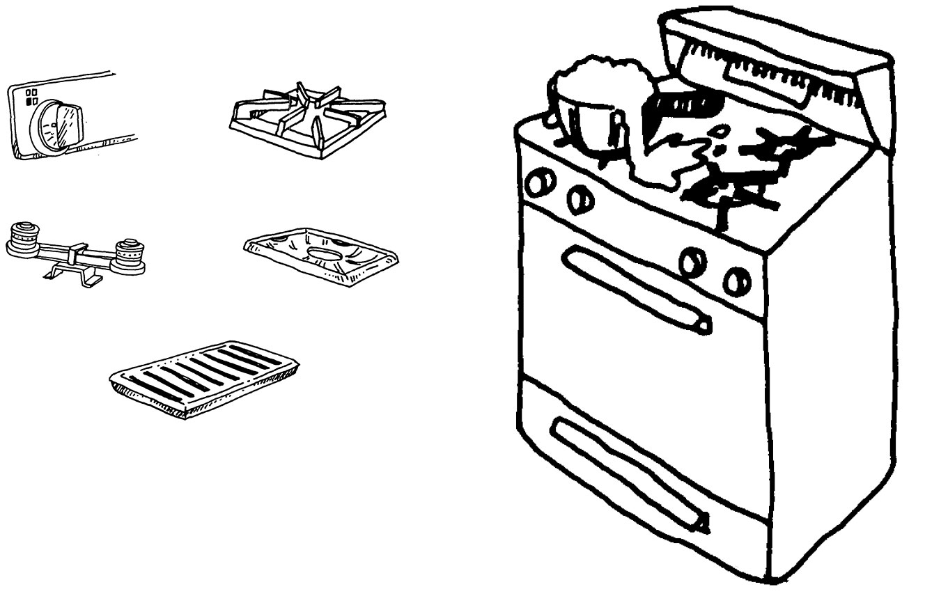 Parts of stove illustration