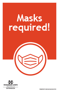 Poster with text "Masks required!"