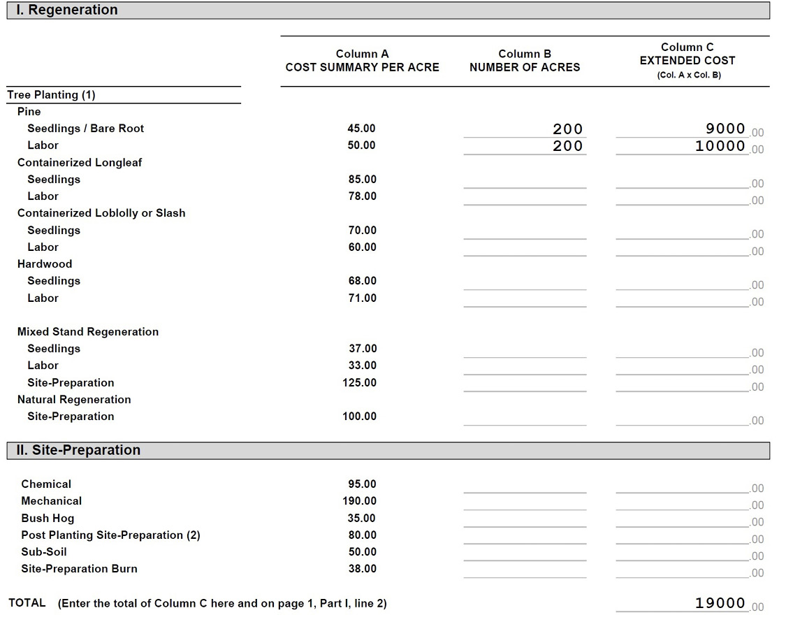 Sample IRS worksheet with information described in text.