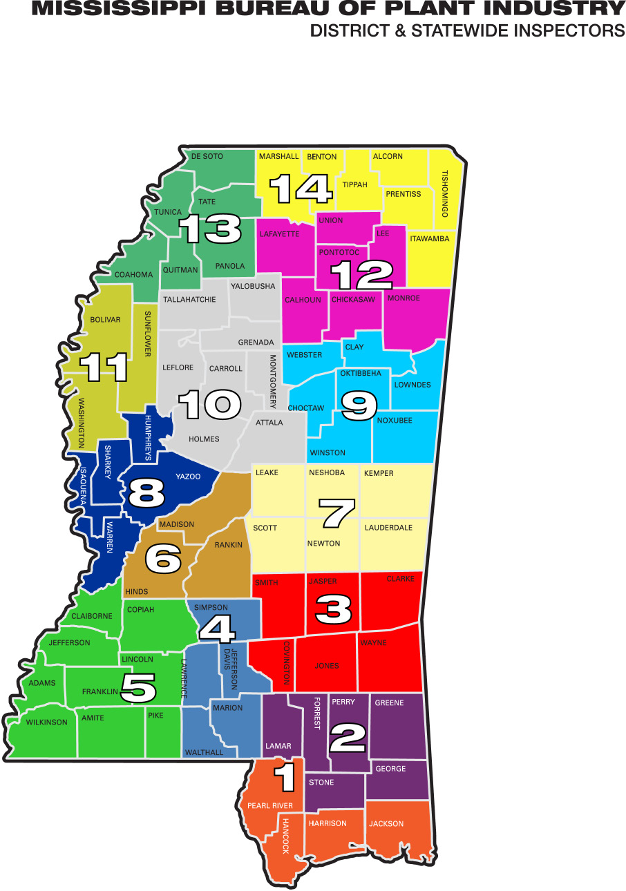 Mississippi Bureau of Plant Industry districts.