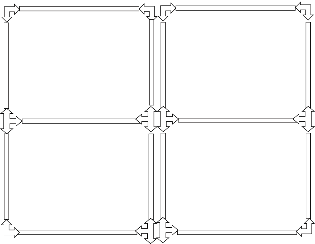 Shooting gate diagram of four equally sized rectangles forming one large rectangle. 