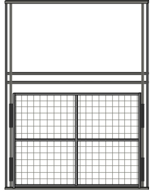 Diagram of a steel sliding drop-style door.