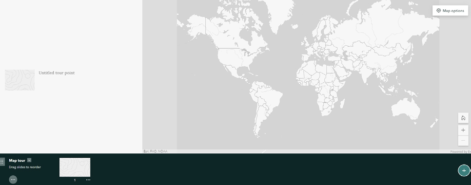 Gray and white world map and untitled tour point slide.