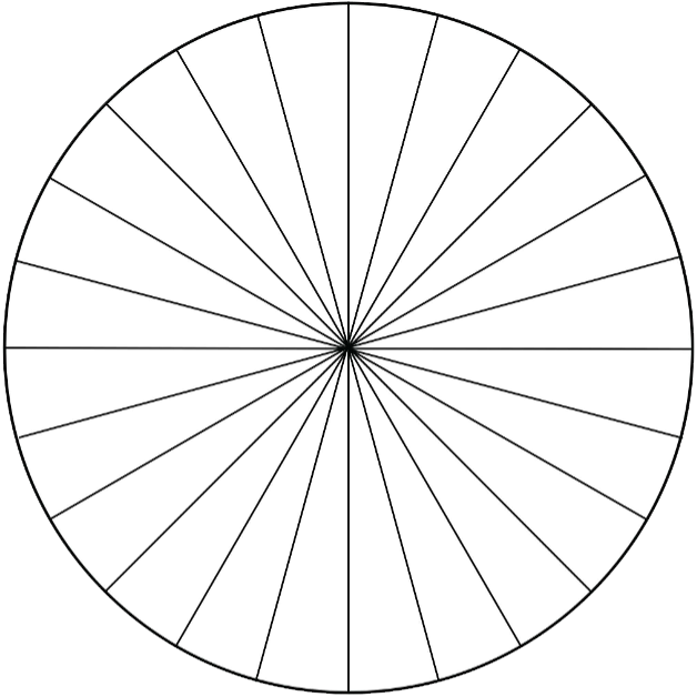 A circle divided into 24 slices. 