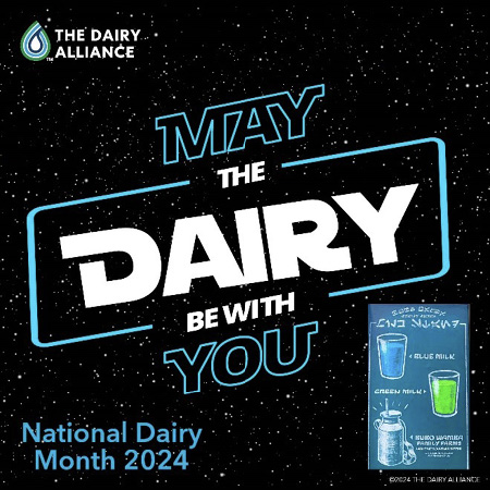 May the Dairy Be with You graphic with a Star Wars theme.