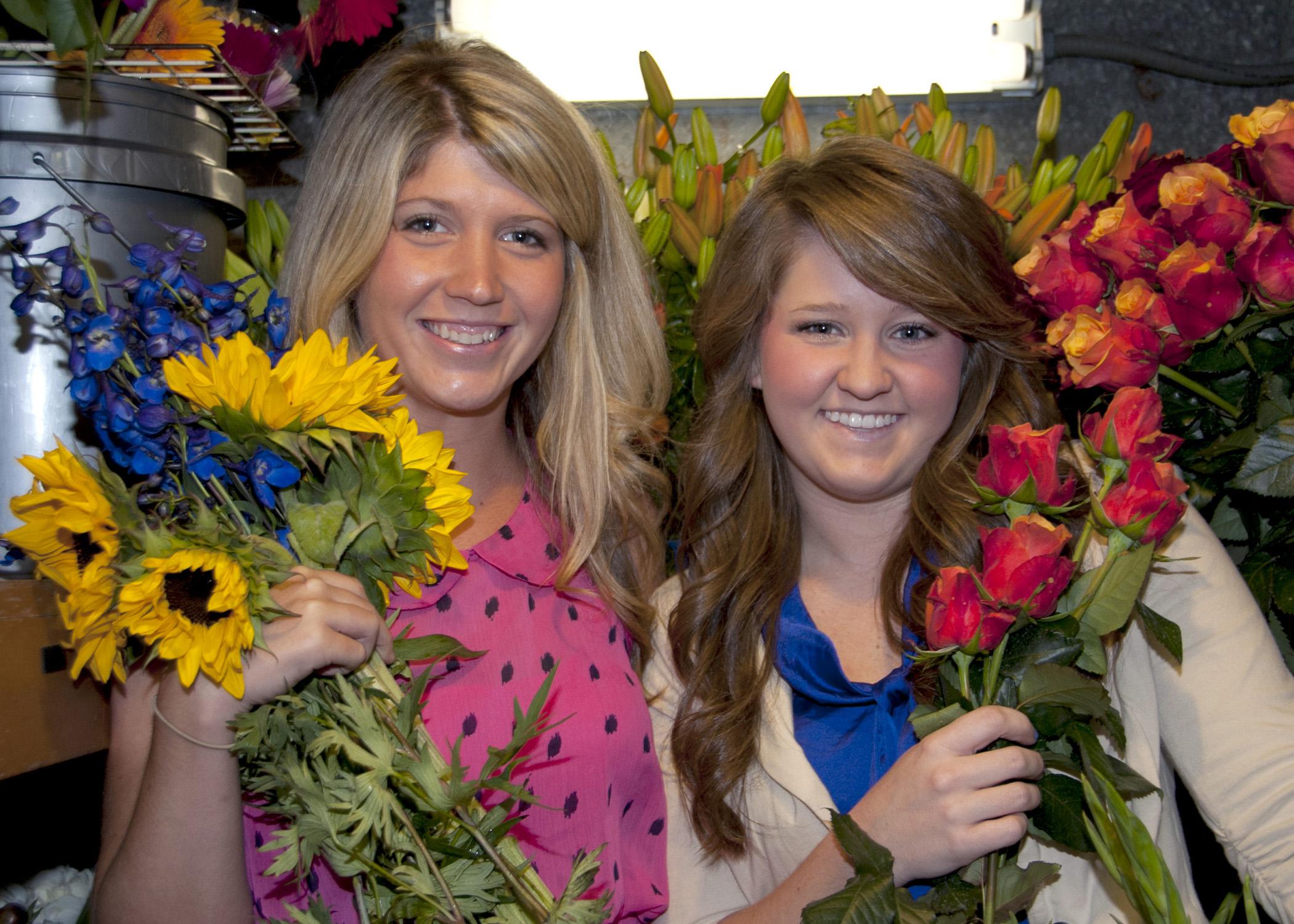 Mississippi State University senior Elizabeth McDougald of Starkville and junior Brittany Sims of Kosciusko recently received the only two scholarships given by the American Institute of Floral Designers Foundation. (Photo by MSU Ag Communications/Kat Lawrence)