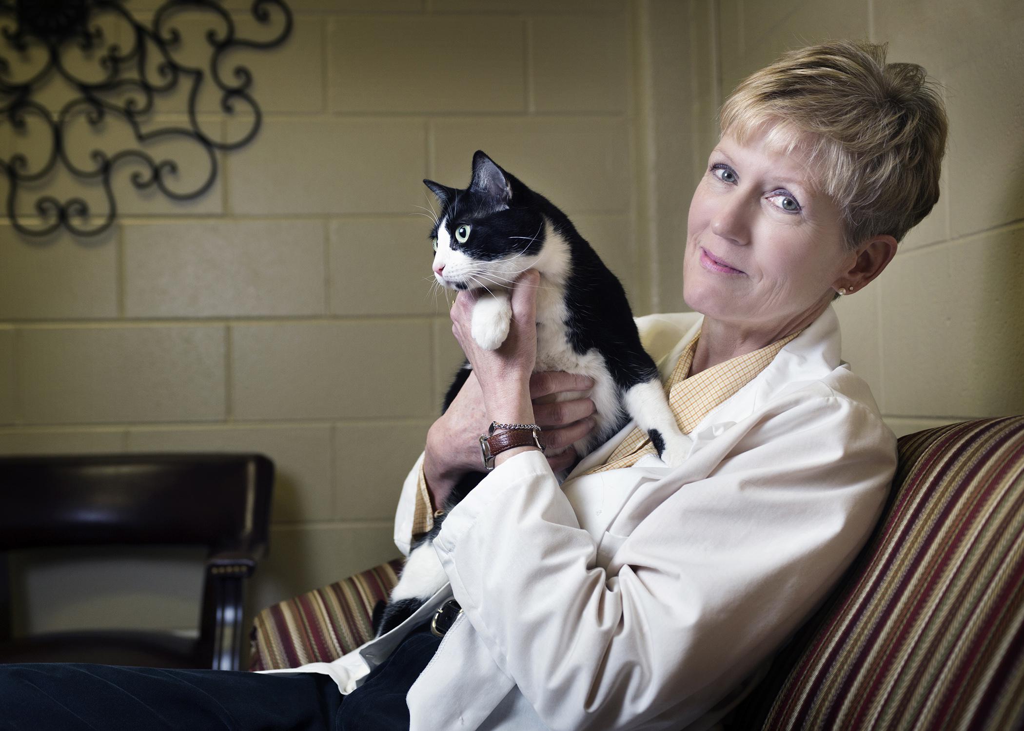 Dr. Sharon Fooshee Grace, a clinical professor in Mississippi State University's College of Veterinary Medicine, has a passion to protect the vulnerable. She works with a domestic violence shelter to provide care for victims' pets, many of which may also need protection and medical care. (Photo by MSU University Relations/Megan Bean)