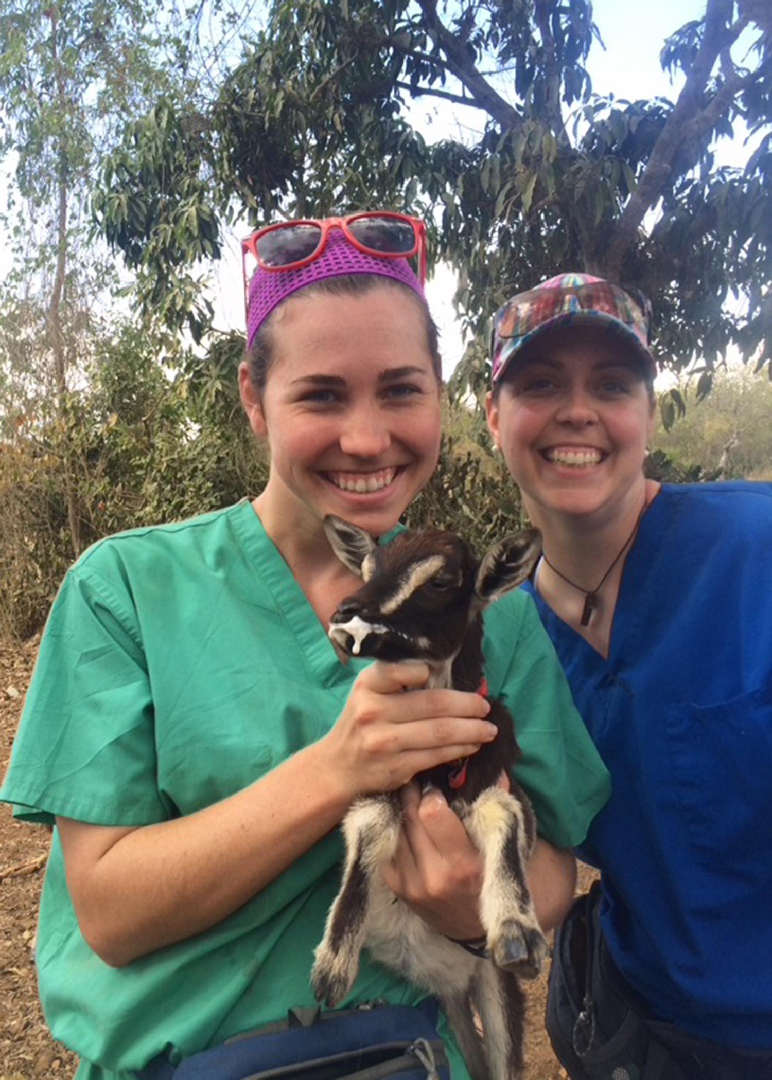 Mississippi State University College of Veterinary Medicine student Jessica Taylor, left, and MSU Department of Animal and Dairy Sciences instructor Jessica Graves spent time volunteering in Haiti as part of a project to improve animal and public health. (Submitted photo)