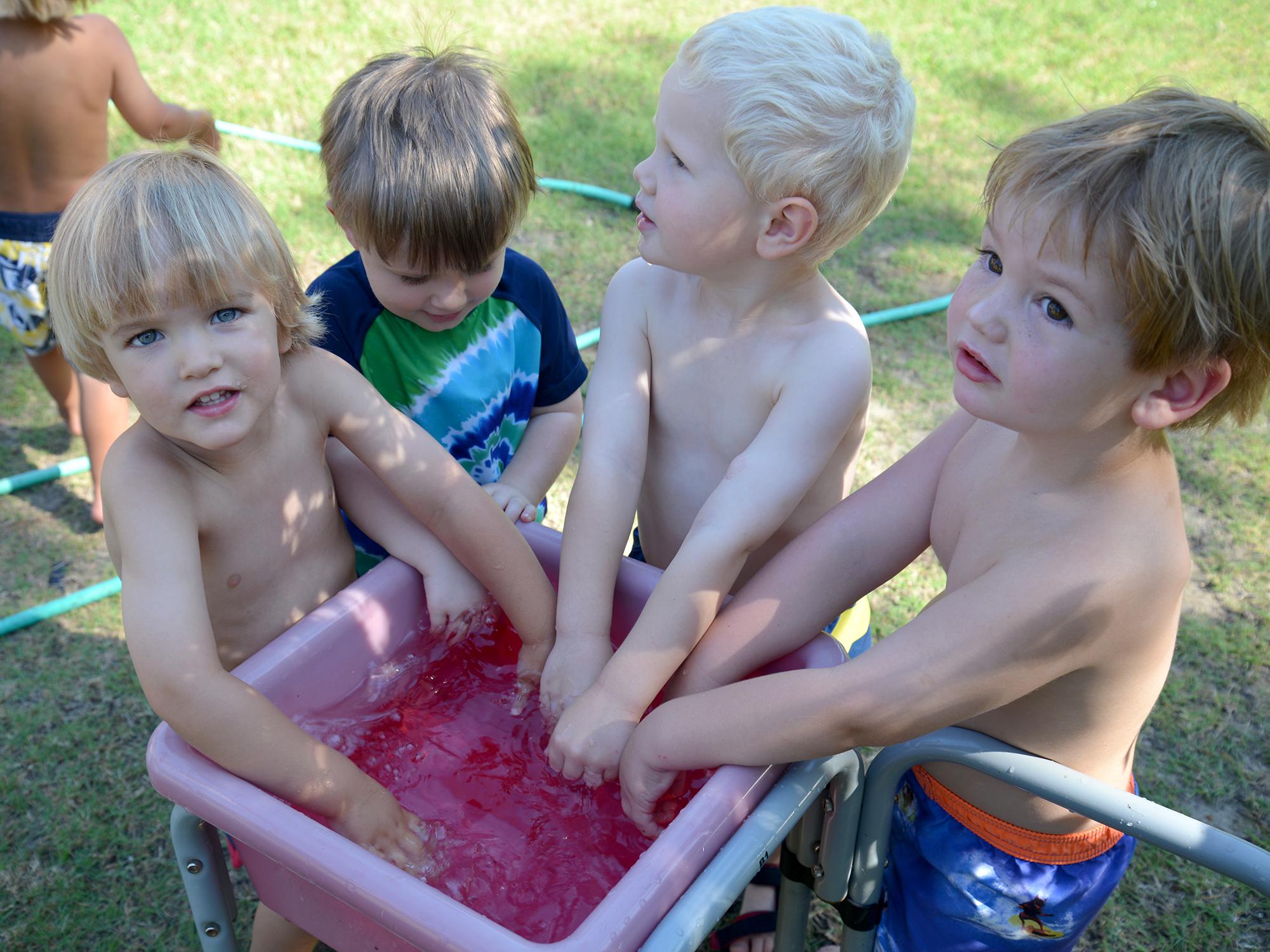 To avoid sunburn, young children should wear sunscreen and stay in the shade as much as possible when playing outside. (Photo by MSU Extension/Alexandra Woolbright)