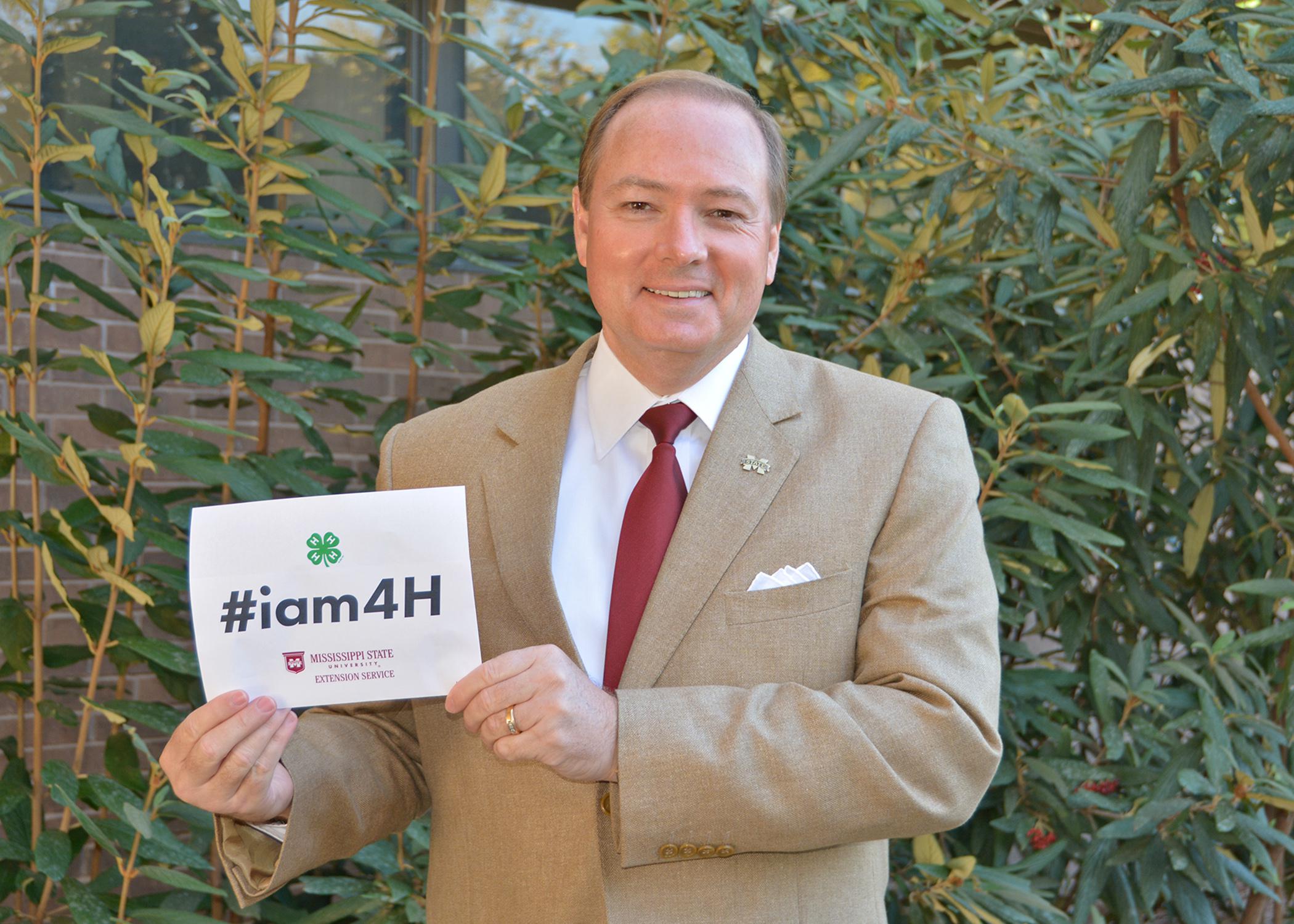 Mississippi State University President and 4-H alumnus Mark Keenum encourages current and former members of the state's 4-H Youth Development program to participate in the upcoming National 4-H Week's #iam4H campaign set for Oct. 5-11, 2014. (Photo by MSU Ag Communications/Linda Breazeale)