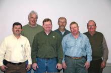 Mississippi Peanut Growers Association officers were elected at the organization's annual meeting. Elected for 2008 were, left to right, front row, Mike Steede, secretary, George County; Lonnie Fortner, vice president, Claiborne County; Clayton Lawrence, president, George County; back row, Joc Carpenter, Claiborne County; Van Hensarling, treasurer, Perry County; and Joe Morgan, Forrest County.