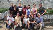 MSU students and faculty members went to China to study that country's extensive involvement with season-extension agriculture. The trip was coordinated by MSU professor Mengmeng Gu (front row, third from left). MSU students Diana Cochran (back row, second from left), Ernest Kwaku Kraka (back row, center) and Leslie Wolverton (front row, fourth from left) participated, along with others from the universities of Florida and Arkansas. (Photo provided by University of Arkansas/Jim Robbins)