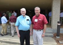 Charles Vaughan (left), retired professor of seed technology at Mississippi State University, joined his son, Randy Vaughan, and others participants at the 2015 Seed Technology Short Course, held at MSU in Starkville, Mississippi. Randy Vaughan serves as the assistant director of research support units, primarily the Foundation Seed Program with the Mississippi Agricultural and Forestry Experiment Station. (Photo by MSU Extension Service/Linda Breazeale)