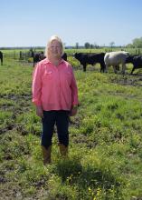 Mindy Rutherford left the classroom 11 years ago to help manage the first beef cattle herd she and her husband bought. Today, the 3,600-acre Kin Growers farm includes chickens, pigs, dairy cows, vegetables and fruit, along with soybeans and corn. (Photo by MSU Extension Service/Kevin Hudson)