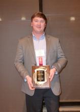 Garrett Montgomery was the outstanding master's student at the Southern Weed Science Society of America's annual meeting on Jan. 28 in Savannah, Georgia. (Photo by Steve Kelly)