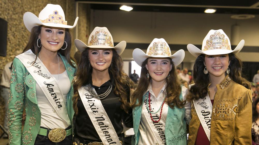 Four girls wearing cowboy hats and sashes at the 2019 Sale of Champions.