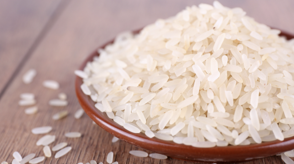 a bowl of uncooked rice