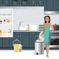 A graphic depicts a woman preparing to clean a refrigerator after storing a recalled food item.