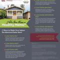 Photo of a gray and white Craftsman style house illustrates a list of seven tips for making homes healthier. 