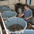 Charlie Culpepper, a graduate student in the Mississippi State University Forest and Wildlife Research Center, is studying methods to better manage and optimize crappie reproduction. (Photo by MSU Ag Communications/Kat Lawrence)