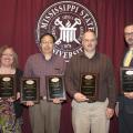 Mississippi State University’s College of Agriculture and Life Sciences honored four faculty members as exemplary teachers during a recent ceremony. From left are Angel Fason, Shien Lu, Fred Musser and Charles Freeman. (Photo by MSU Ag Communications/Kat Lawrence)