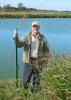 Cormorants and pelicans need about 100 yards of open water to take off and land. Jim Steeby, Extension aquaculture specialist with Mississippi State University, shows strings such as these placed across a pond about 60 yards apart that limit the open water available to the birds.