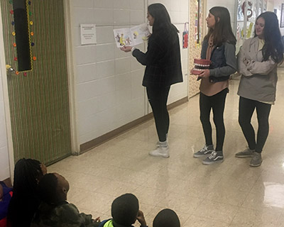 JMWV's reading to Fair Elementary Students about visiting the dentist.