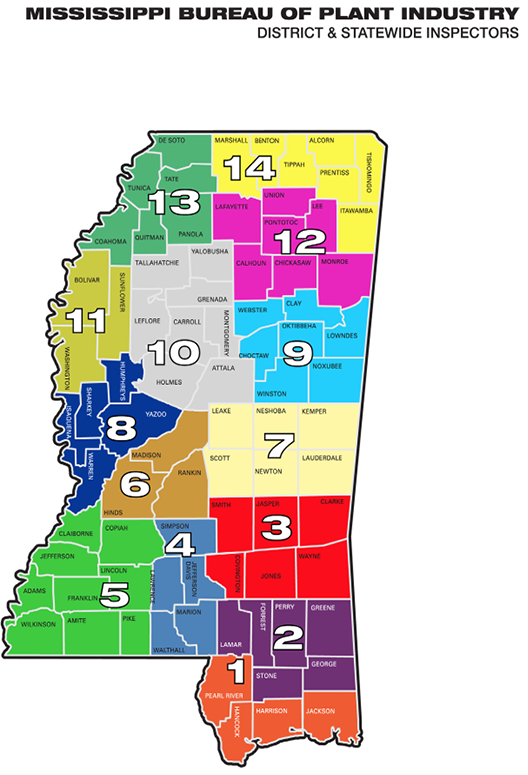 The state of Mississippi split in to 14 districts. 