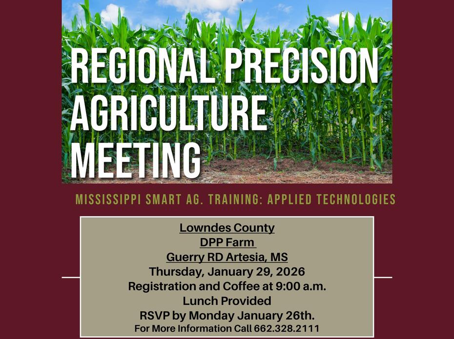 Image with details about a regional precision ag meeting on applied technolgies scheduled for January 29, 2026.