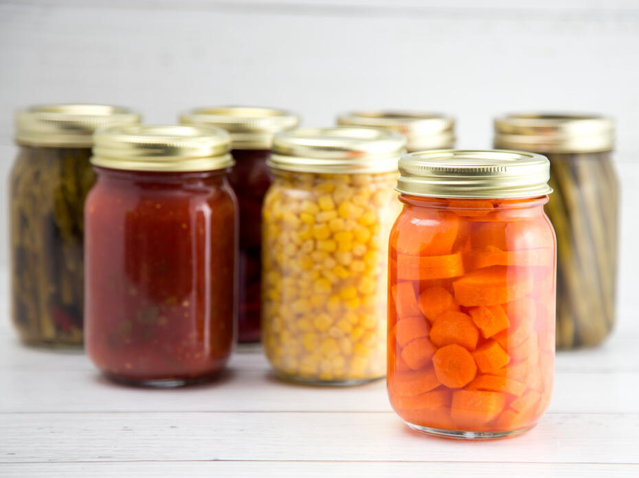 Canned Vegetables in Mason Jars