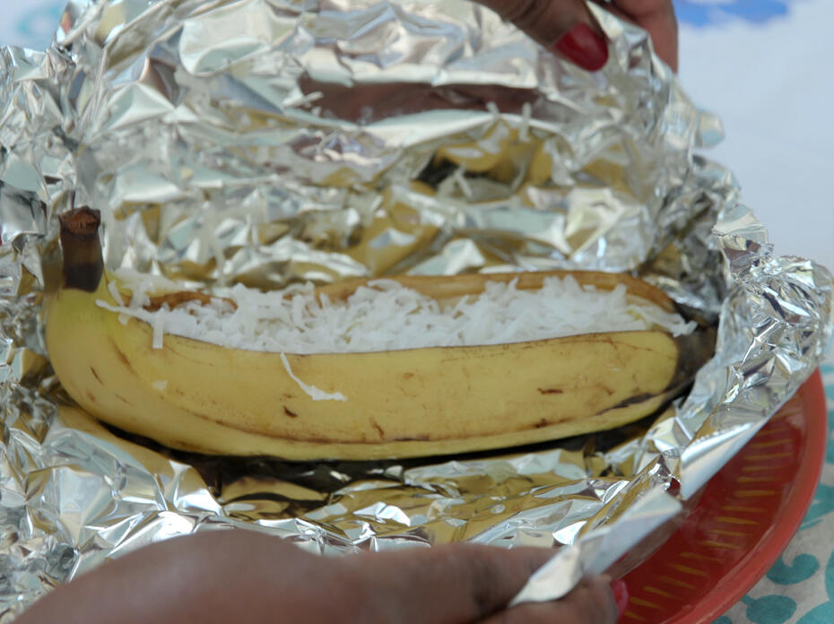 Banana in aluminum foil