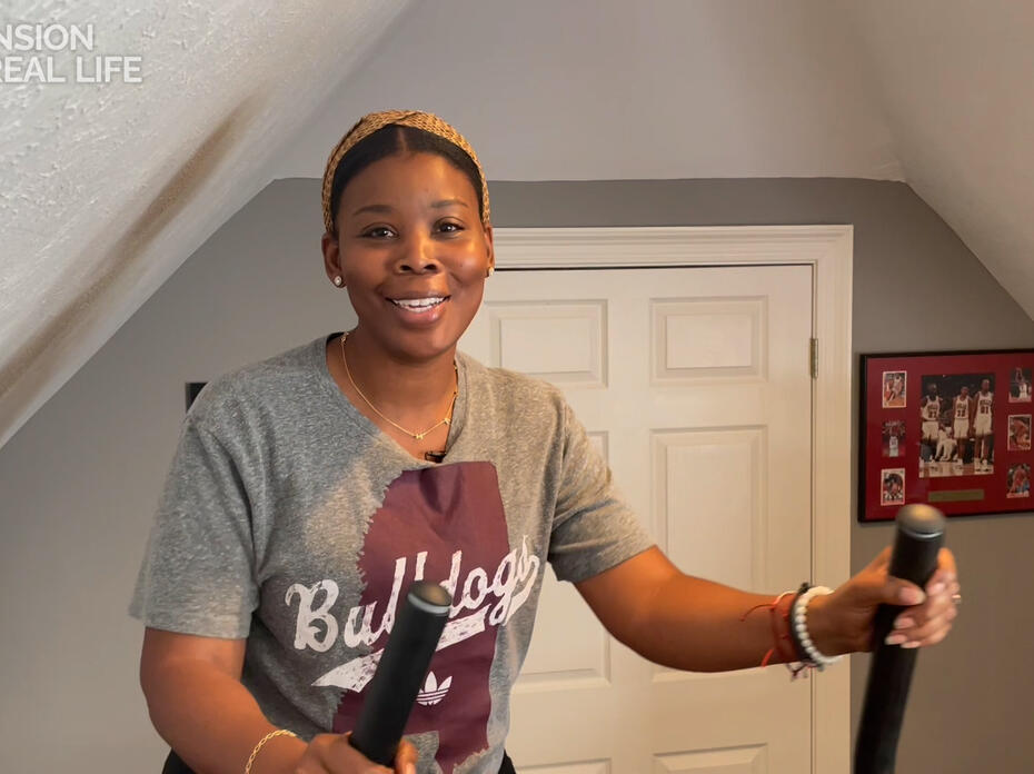 Woman on an exercise machine