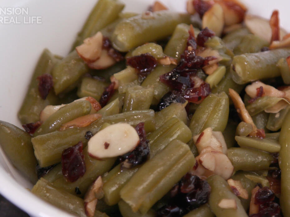 Green Bean, Cranberry and Nut Salad in a bowl
