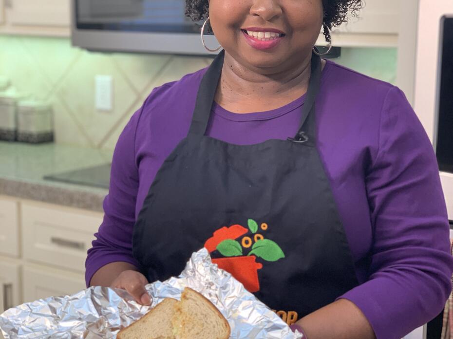 A woman in a kitchen.