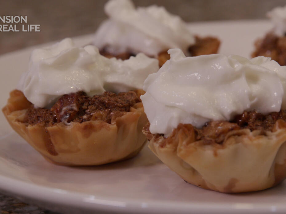 Cinnamon Walnut Pecan Pie Bites on a plate