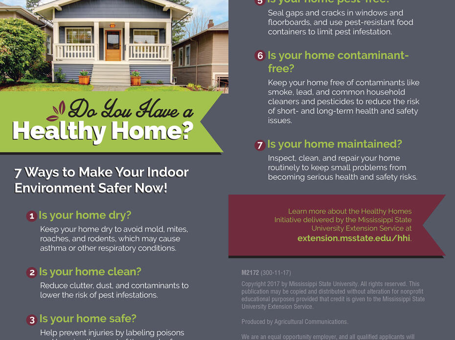 Photo of a gray and white Craftsman style house illustrates a list of seven tips for making homes healthier. 