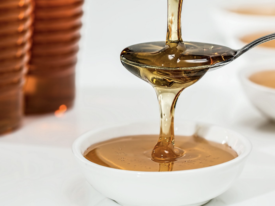 Honey on a spoon.