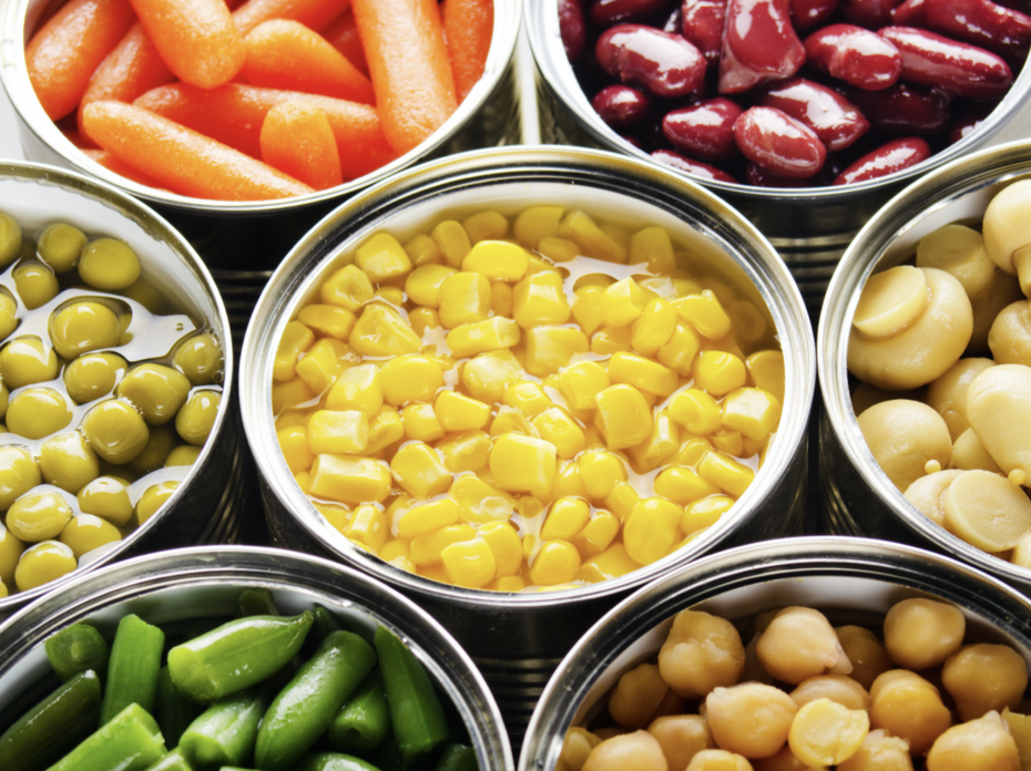Canned vegetables.
