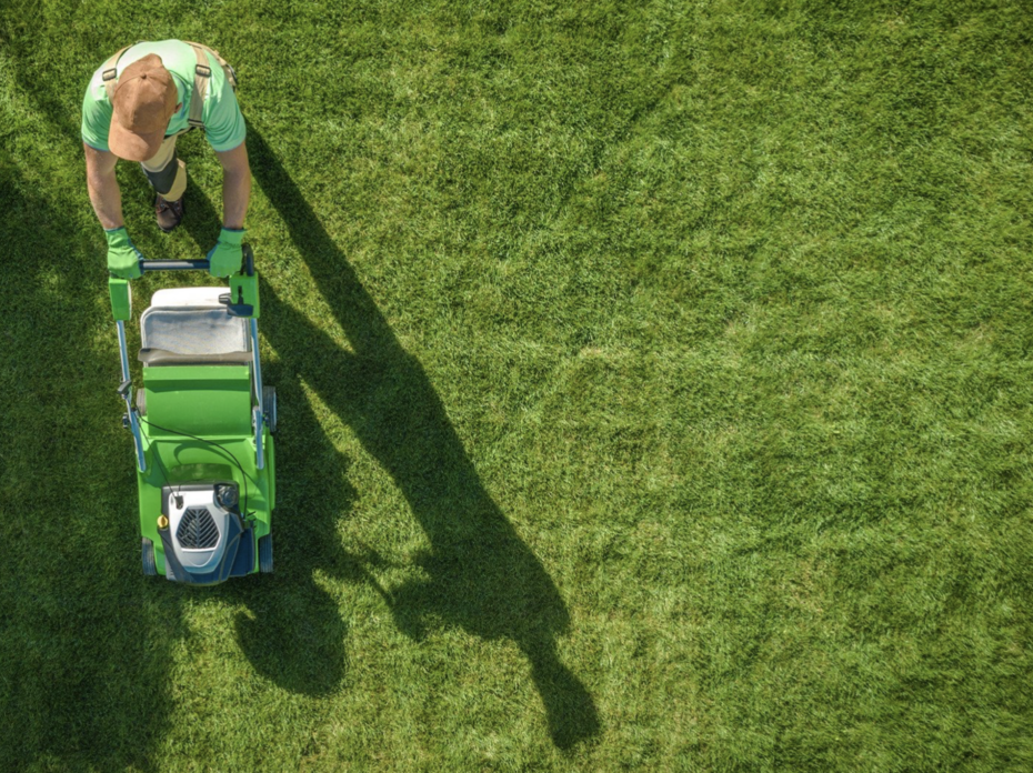 Man mowing grass.