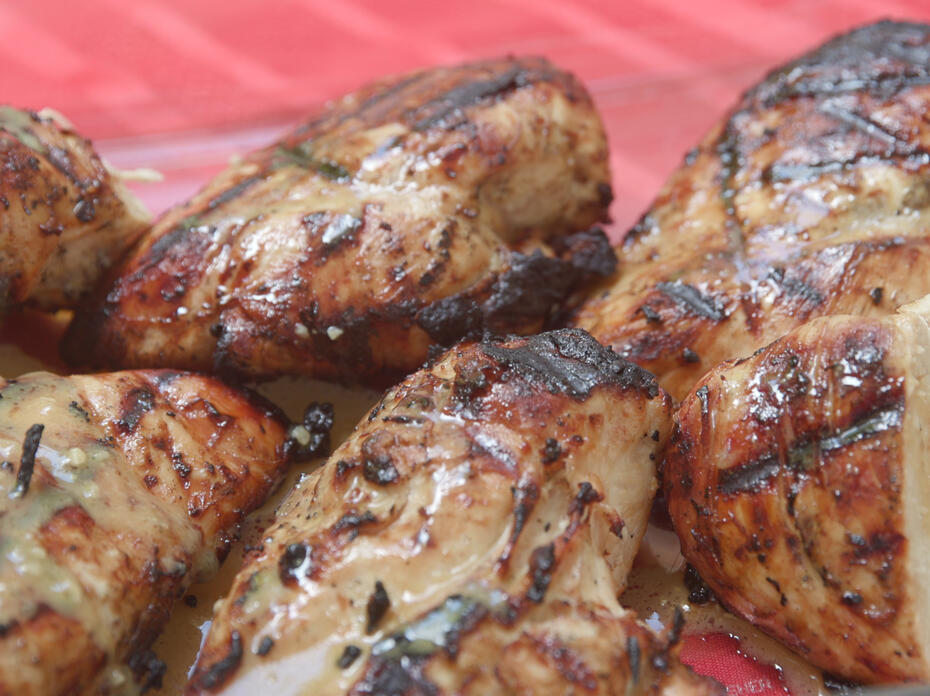 Grilled marinated chicken breasts