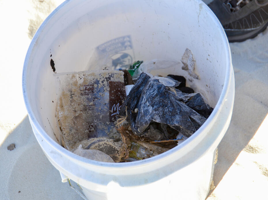 Bucket full of trash.