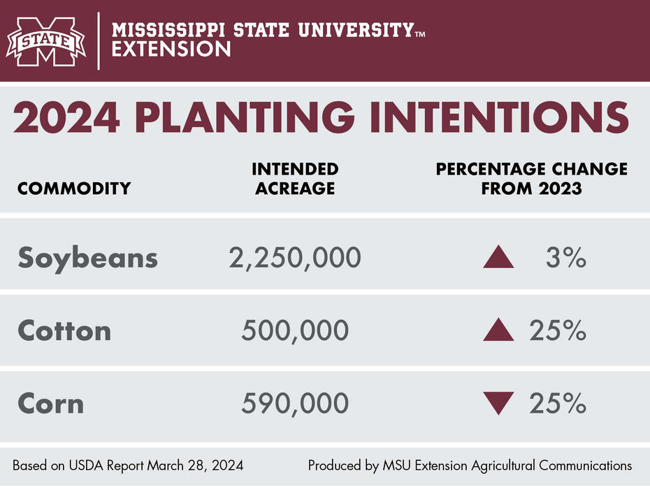 2024 planting intentions figures for Mississippi