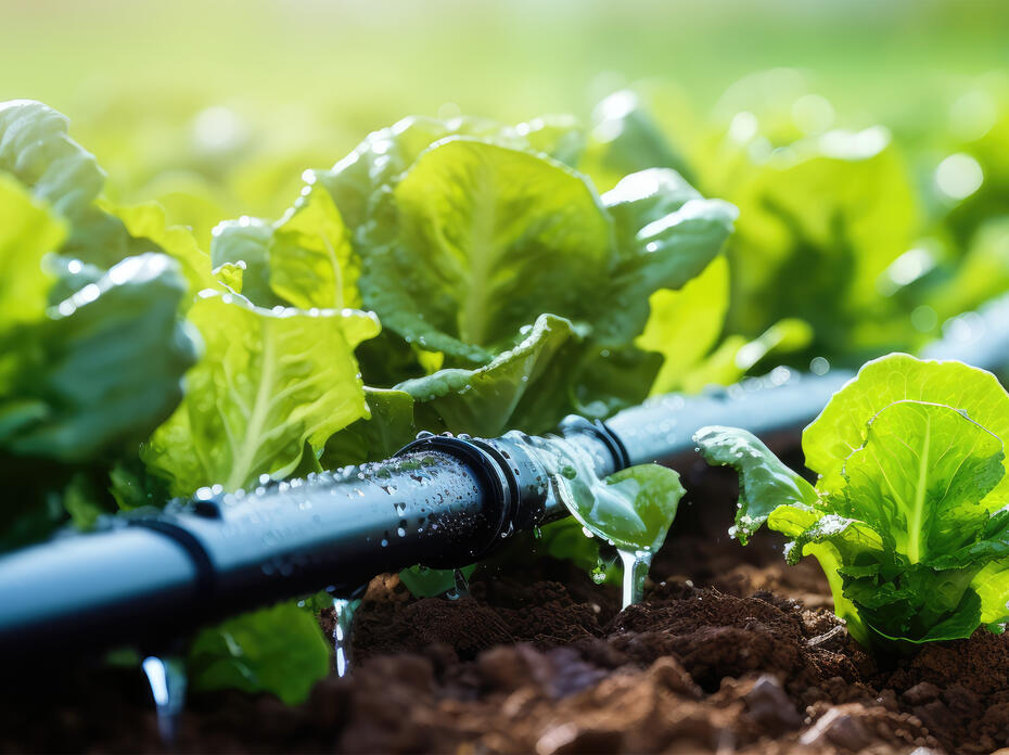 Irrigation watering system in a garden