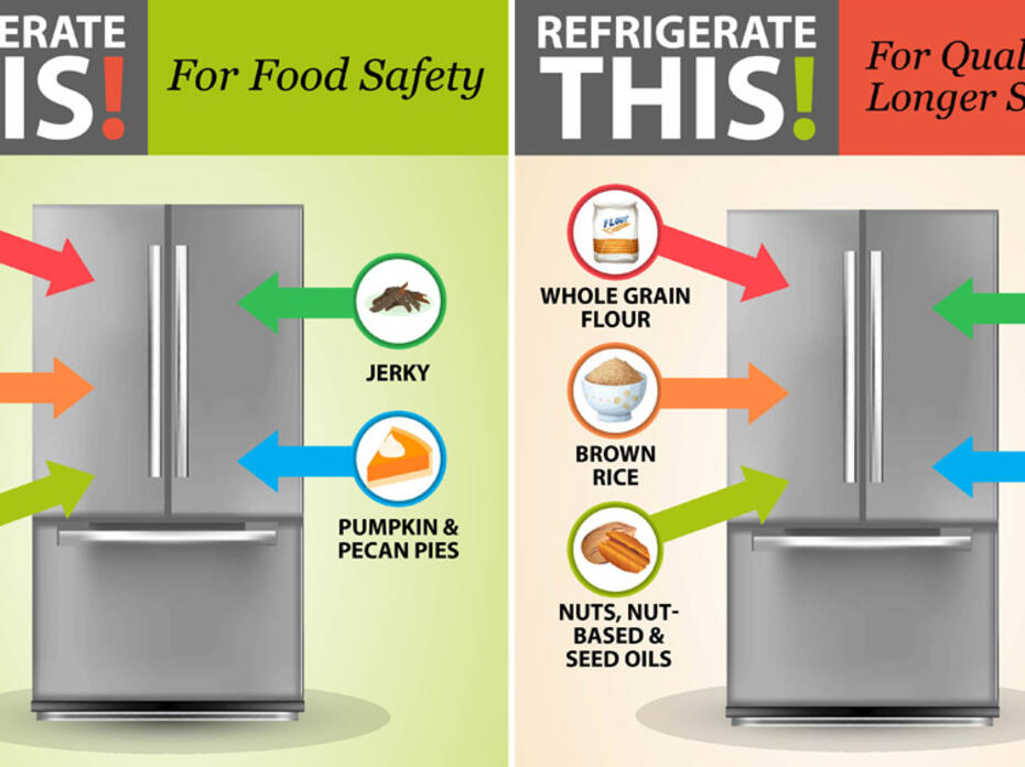 graphic showing items that need to be refrigerated