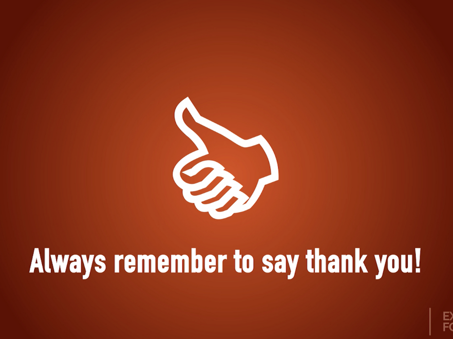 a thumbs up symbol for remembering to say thank you while trick or treating.
