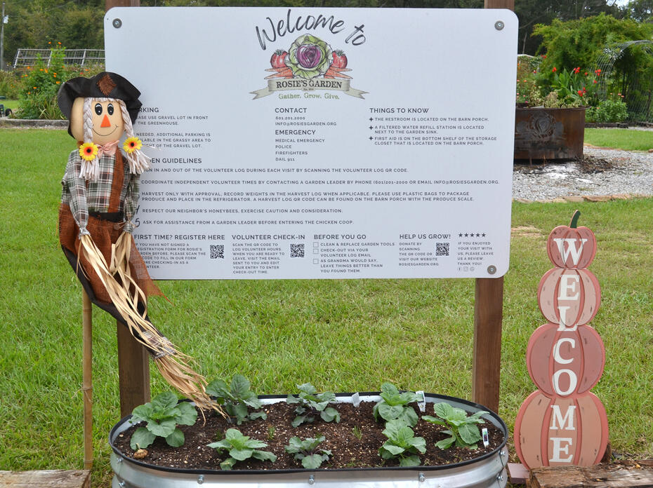 A sign announces Rosie’s Garden.