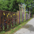 brightly colored wooden fence and gate